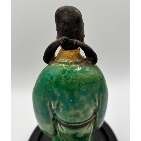 Vintage Chinese Mud Man Scholar Green Robe Standing with decorative Base 6.5" - Picture 5 of 10